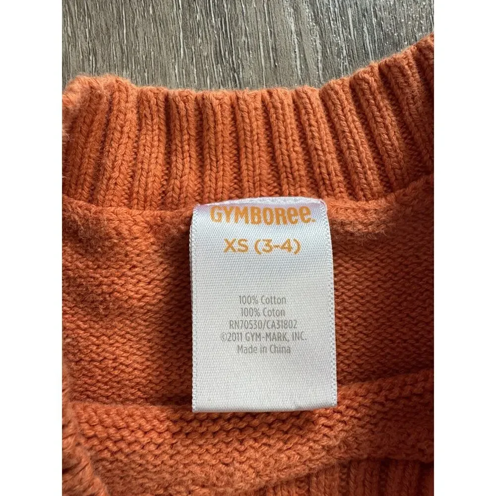 Gymboree Fall Halloween Thanksgiving Pumpkin Knit Sweater Short Sleeve Size 3-4T